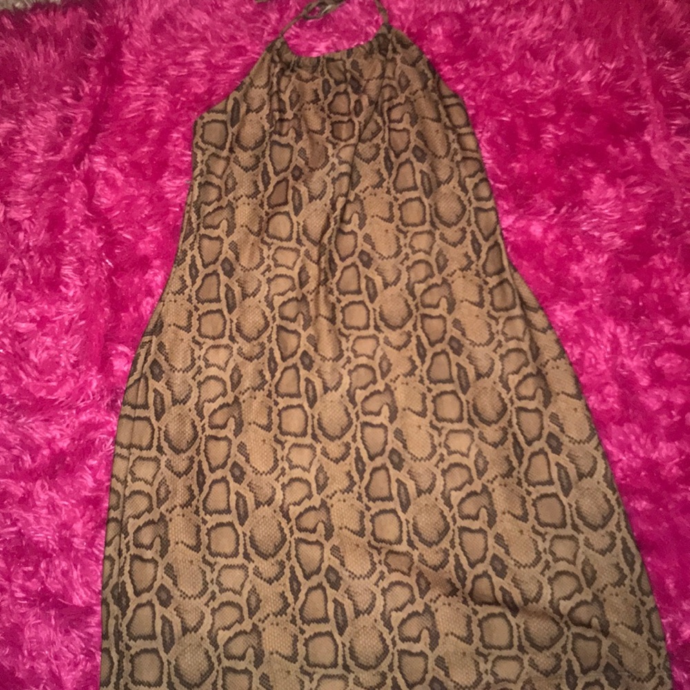 Faux Snake Skin Halter Top Dress